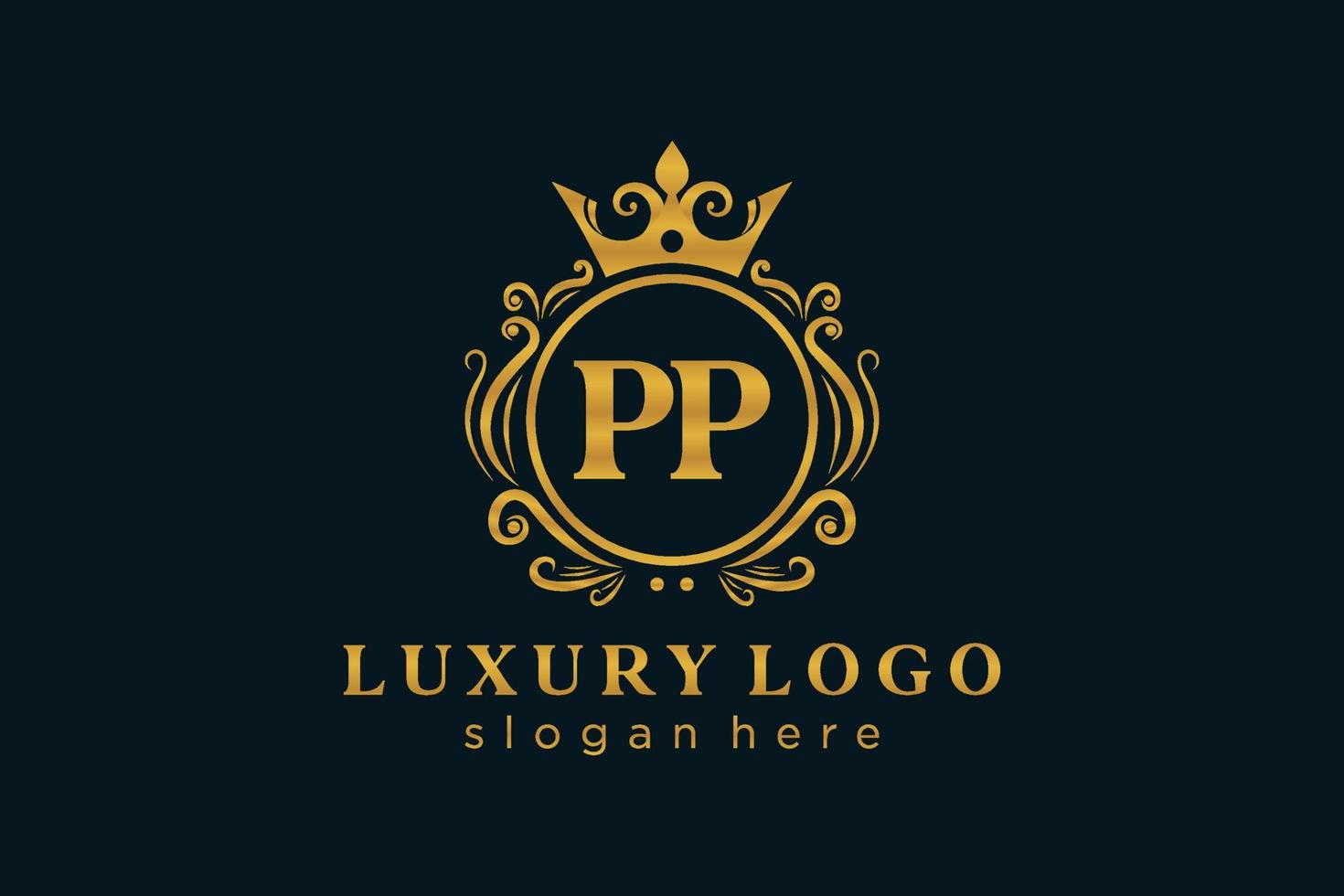 Initial PP Letter Royal Luxury Logo template in vector art for Restaurant, Royalty, Boutique, Cafe, Hotel, Heraldic, Jewelry, Fashion and other vector illustration.