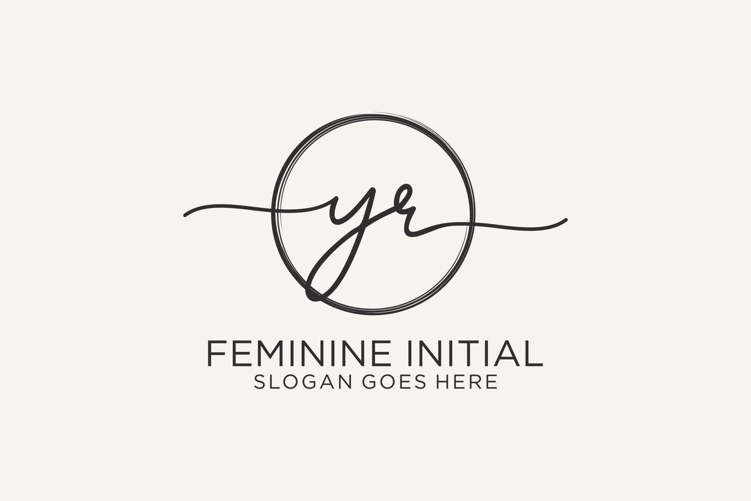 Initial YR handwriting logo with circle template vector logo of initial signature, wedding, fashion, floral and botanical with creative template.