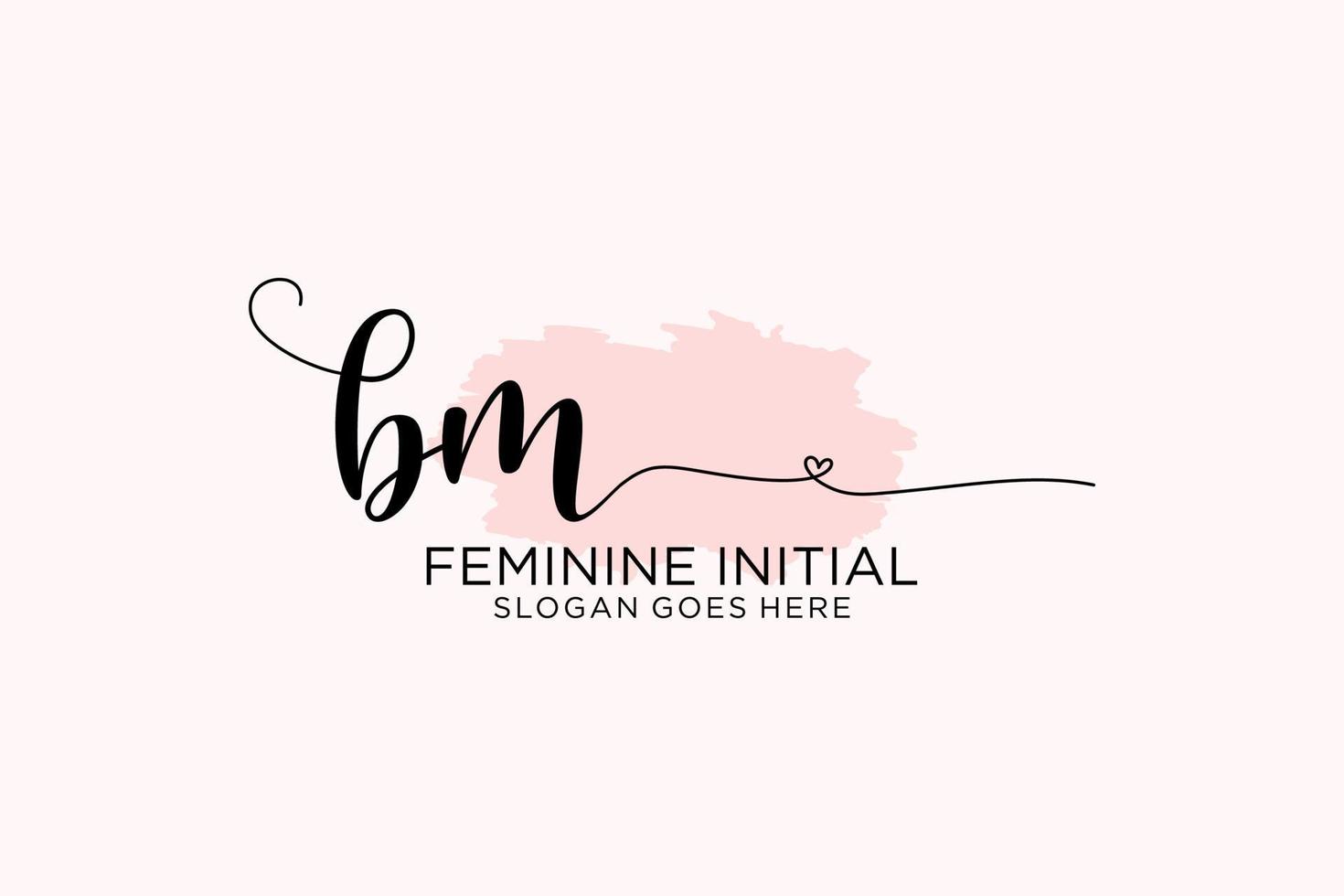 Initial BM beauty monogram and elegant logo design handwriting logo of initial signature, wedding, fashion, floral and botanical with creative template. vector