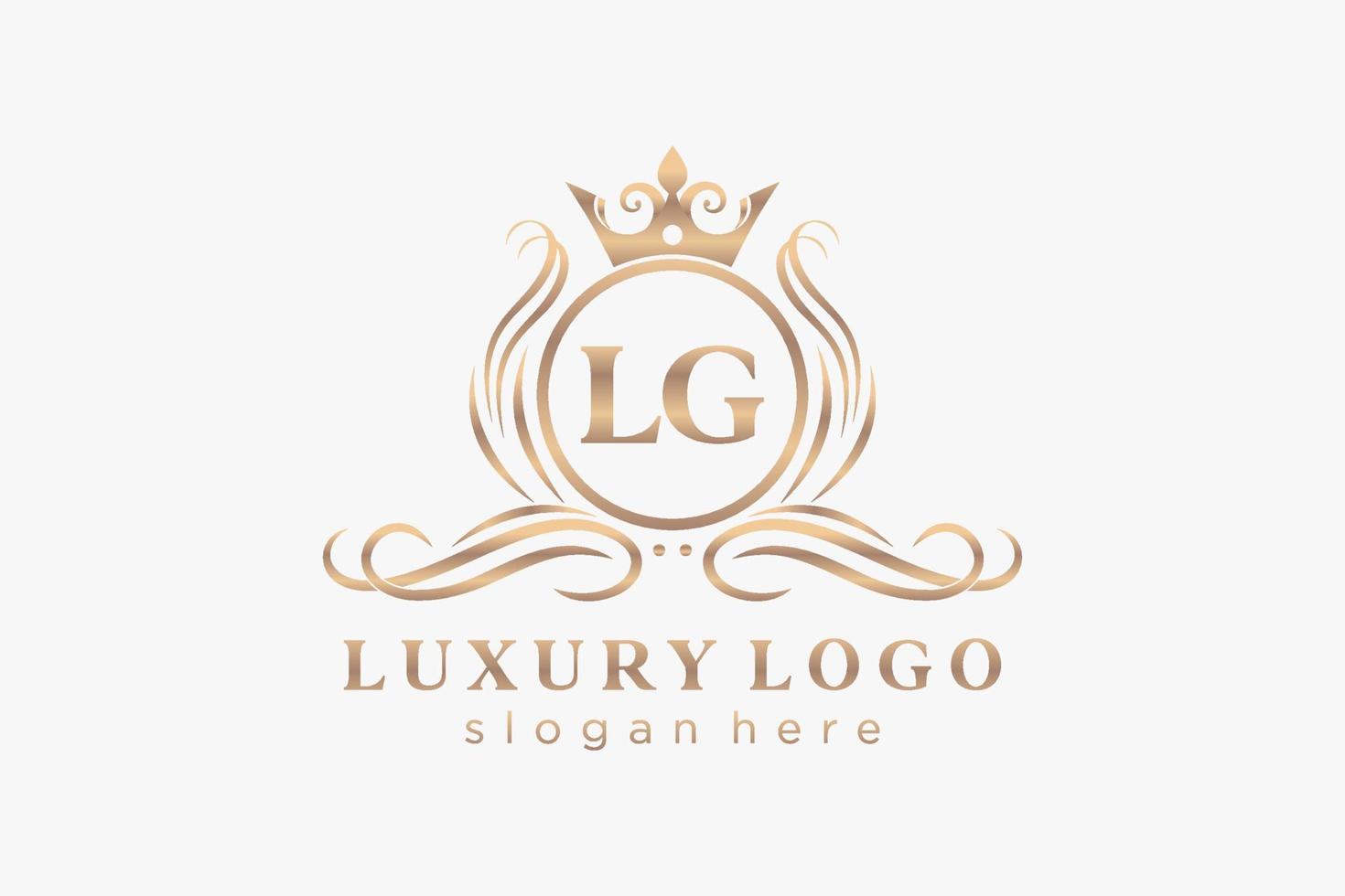 Initial LG Letter Royal Luxury Logo template in vector art for Restaurant, Royalty, Boutique, Cafe, Hotel, Heraldic, Jewelry, Fashion and other vector illustration.