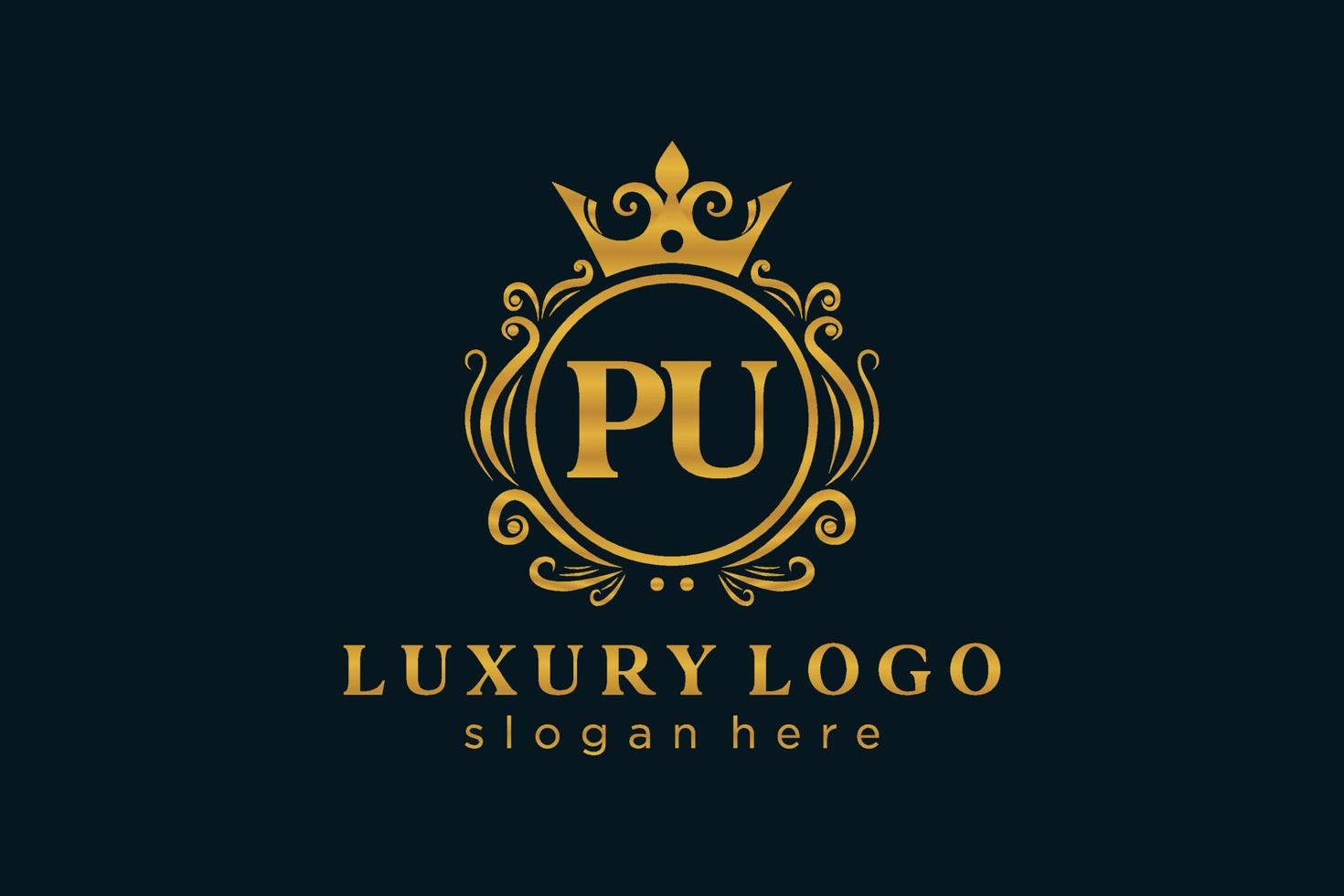 plantilla de logotipo de lujo real de letra pu inicial en arte vectorial para restaurante, realeza, boutique, cafetería, hotel, heráldica, joyería, moda y otras ilustraciones vectoriales. vector