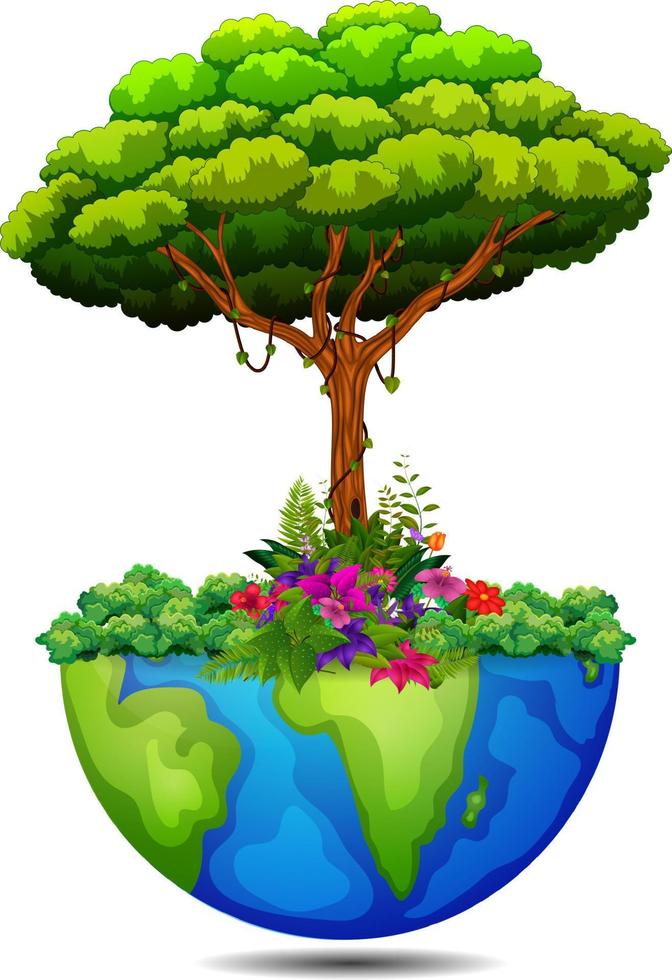 tree on the earth vector
