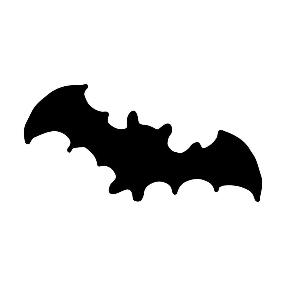Black bat doodle silhouette vector illustration isoalted on white