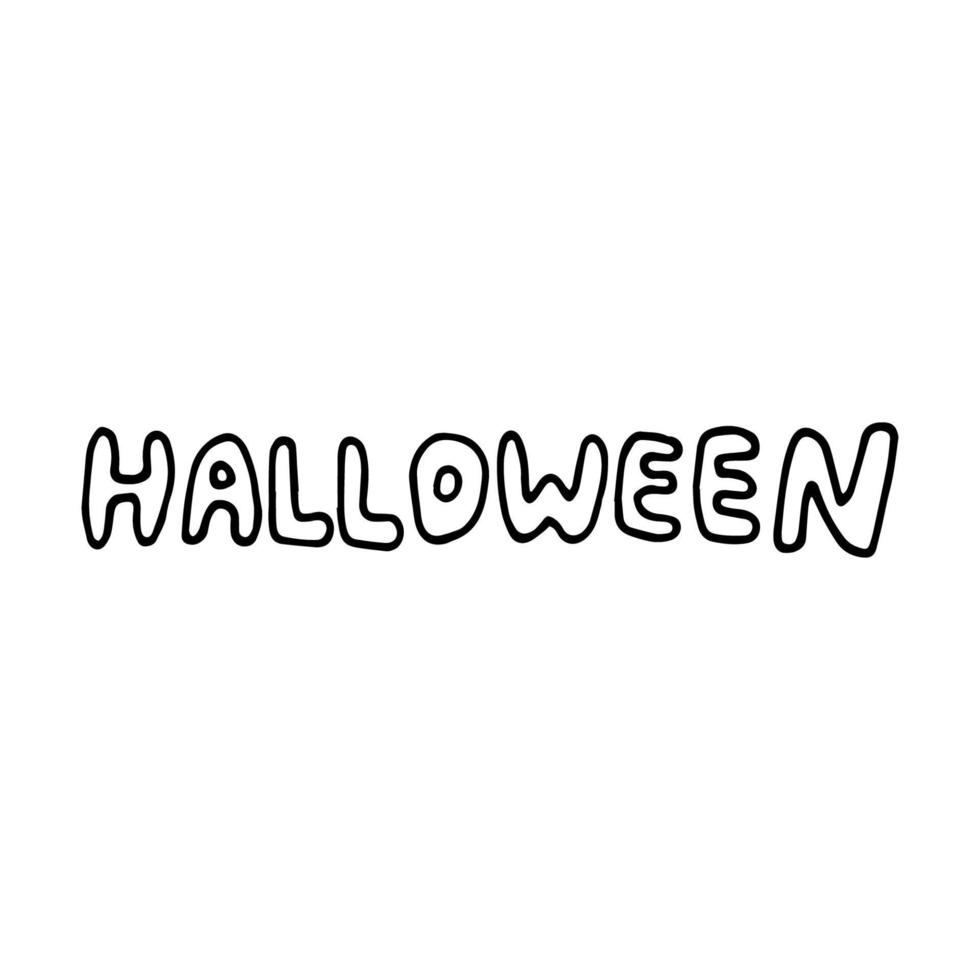 gráfico de vector de garabato de palabra de halloween aislado en blanco