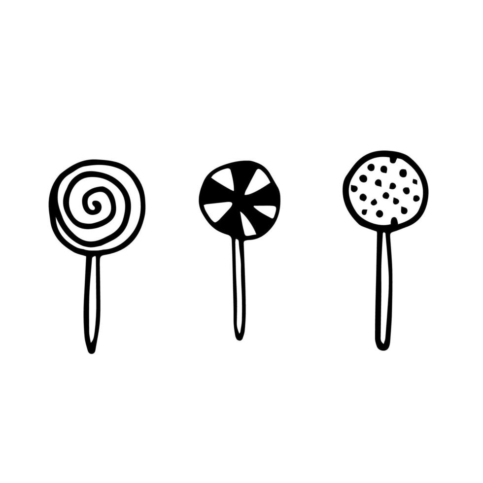 Candy set doodle style vector graphic. Halloween treats