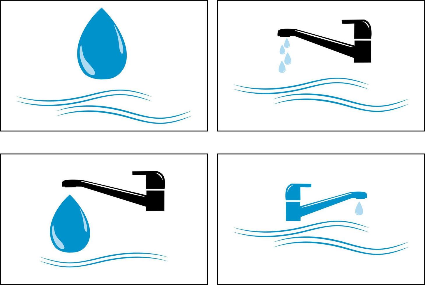 Logo symbols related to water or plumbing. Tap with water and a drop. Graphic design. vector