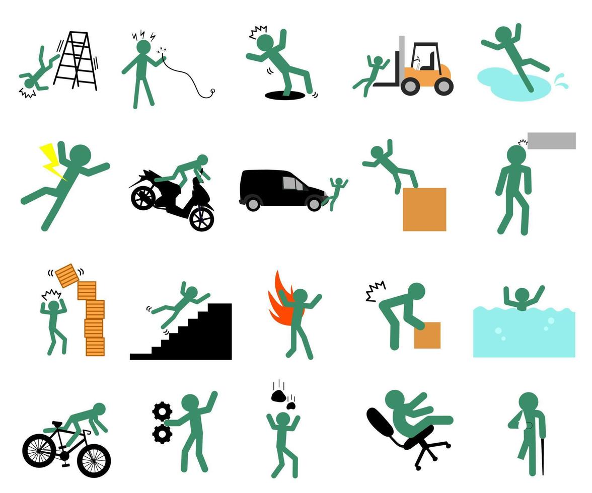 Set of accident icon and illustration vector