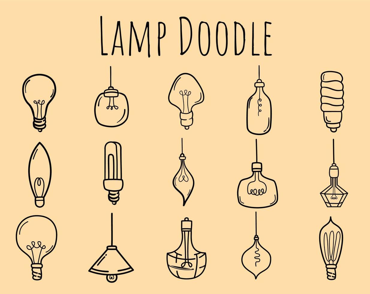 Set lamp doodle illustration vector design