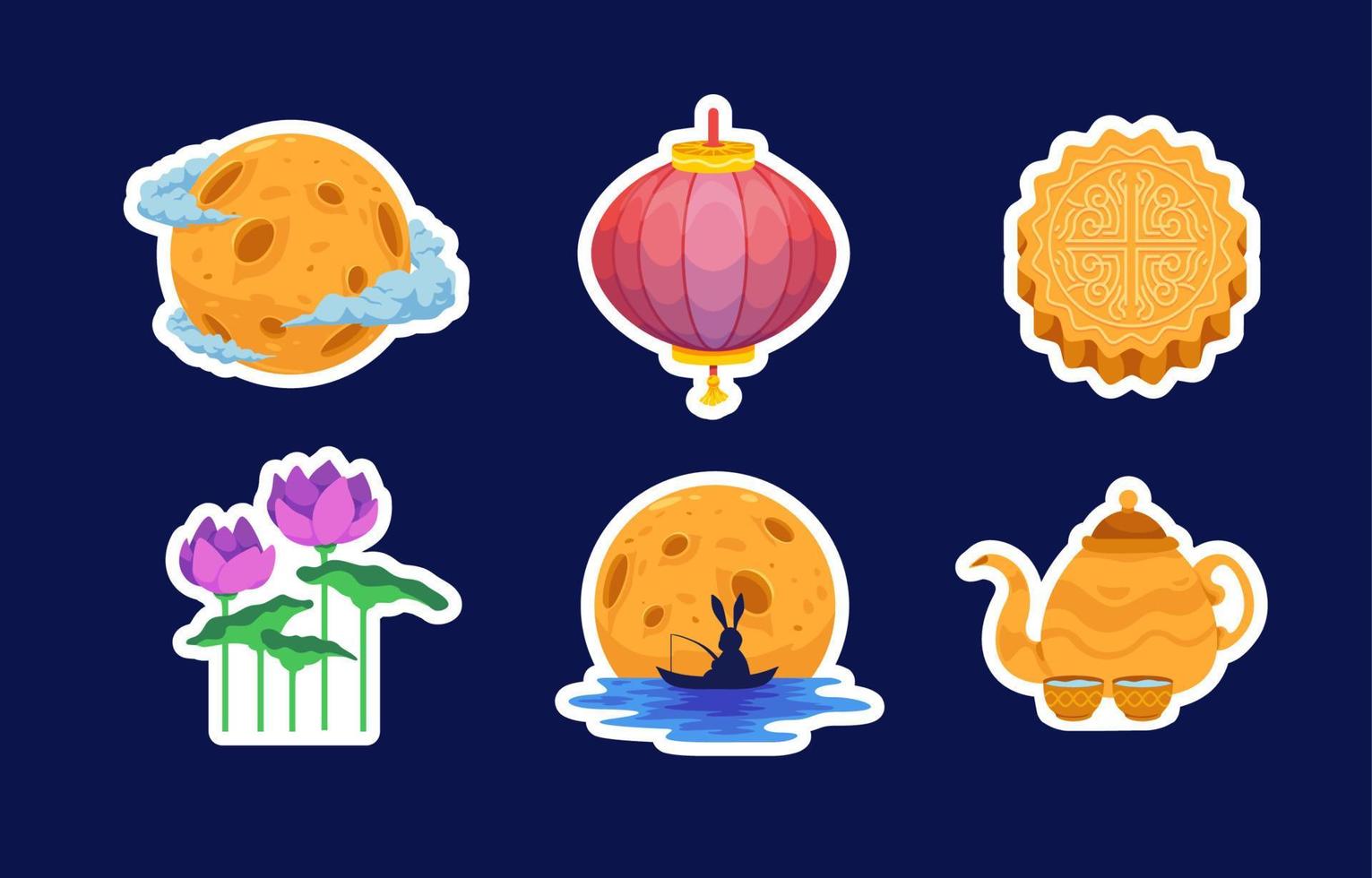 Mid Autumn Sticker Set vector