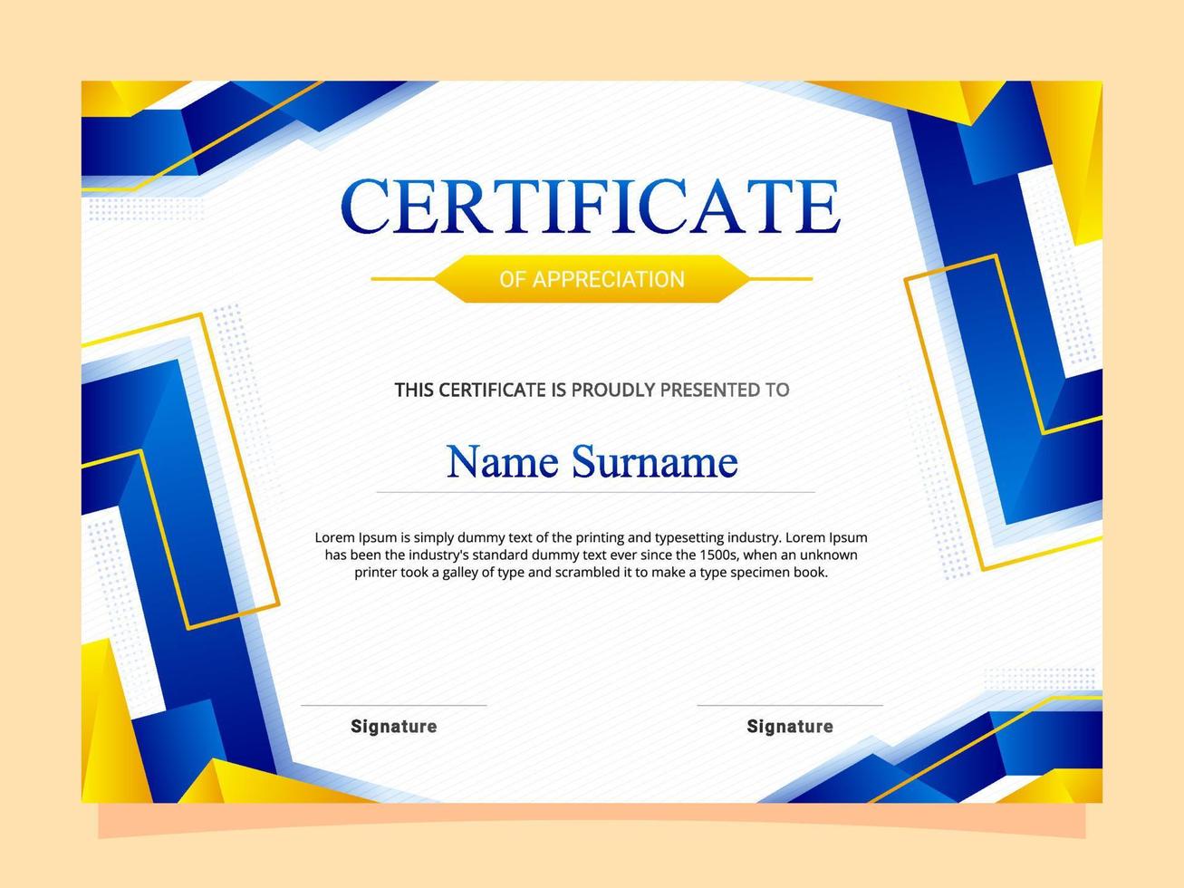 Certificate Template of Appreciation vector