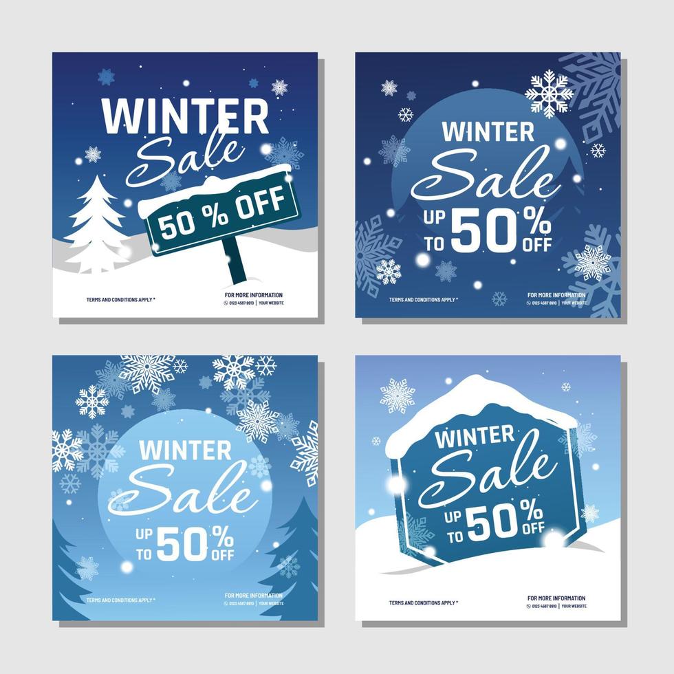 Winter Sale Social Media Post vector