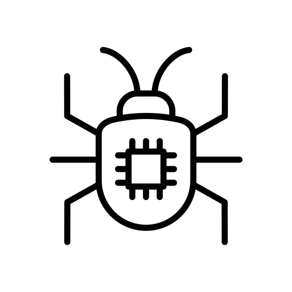 computer bug outline icon vector