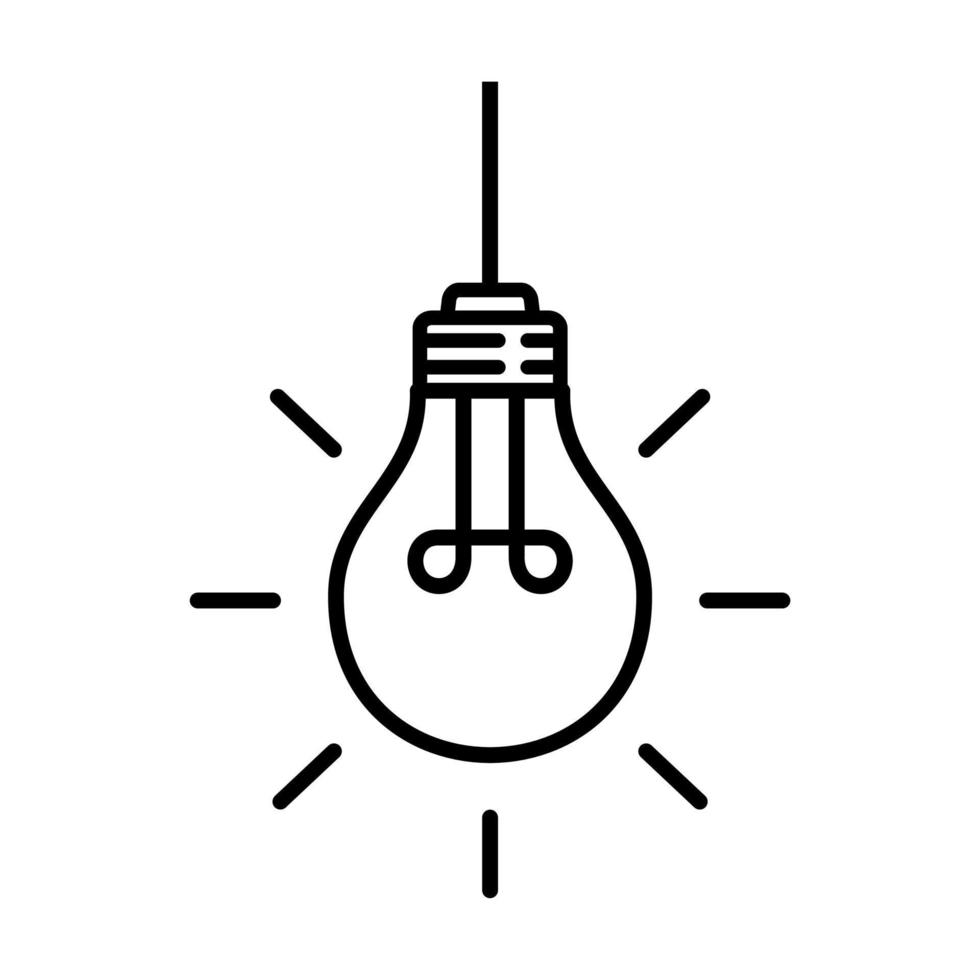 hanging bulb outline icon vector