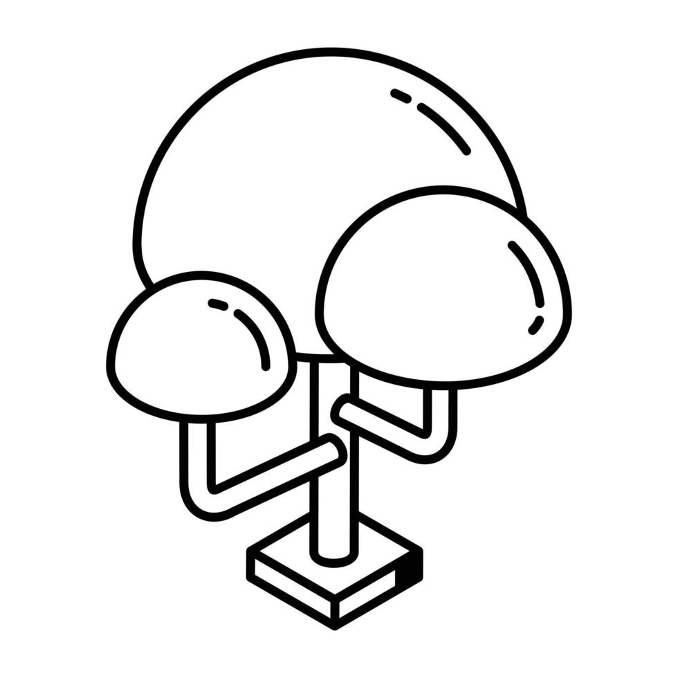 A linear isometric icon of round tree vector