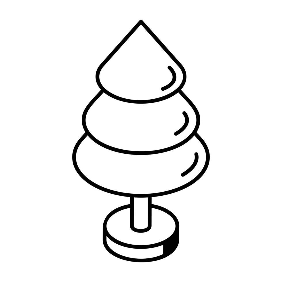 A linear isometric icon of round tree vector