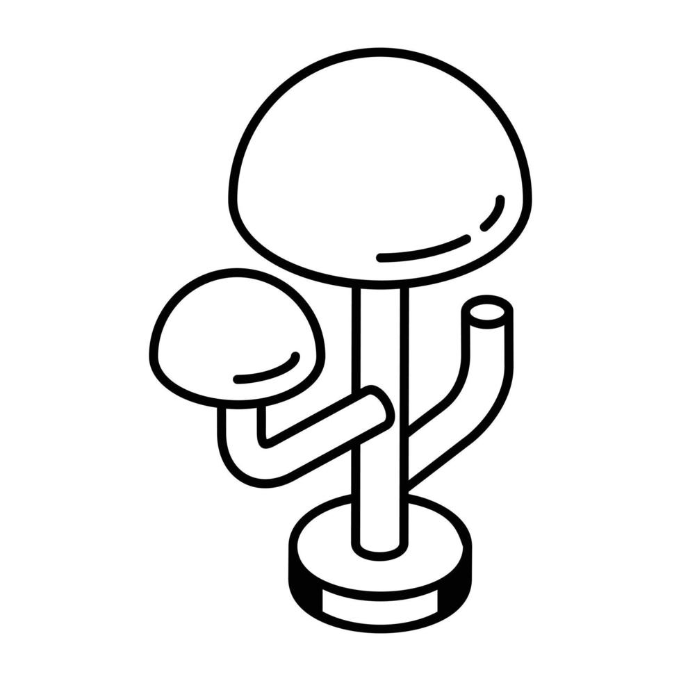 A linear isometric icon of round tree vector