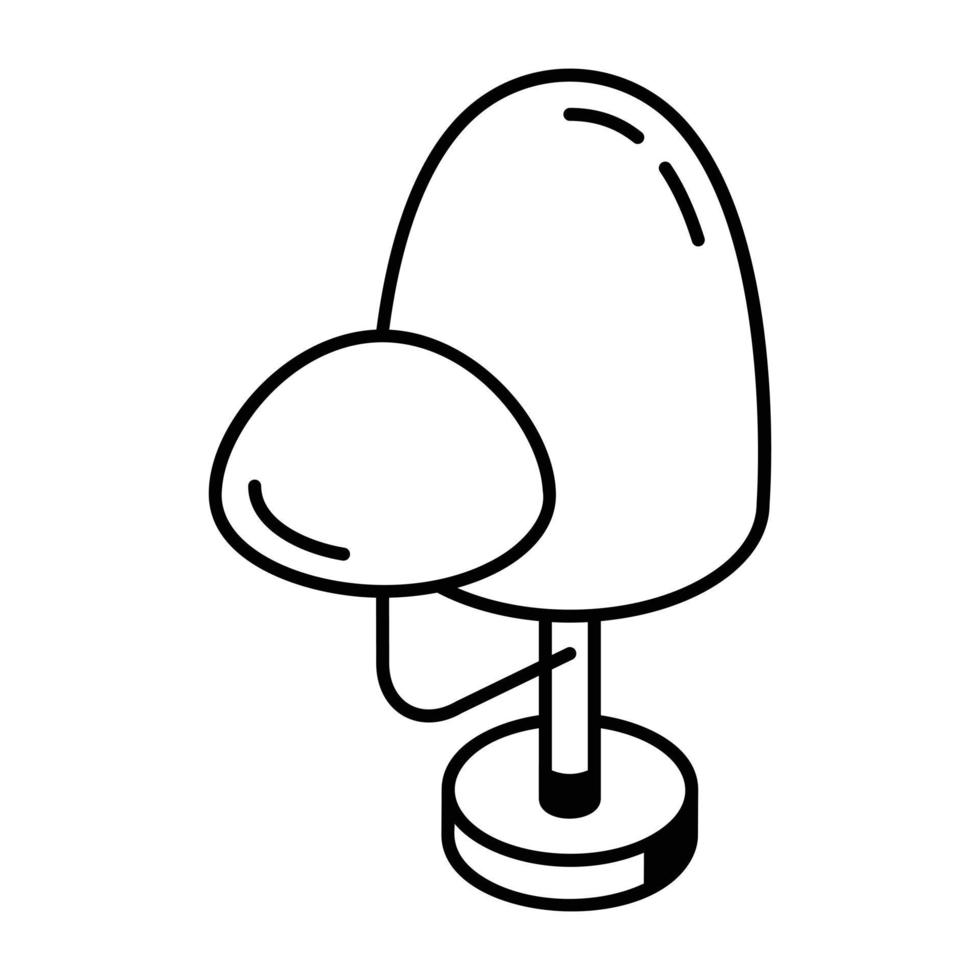 A linear isometric icon of round tree vector