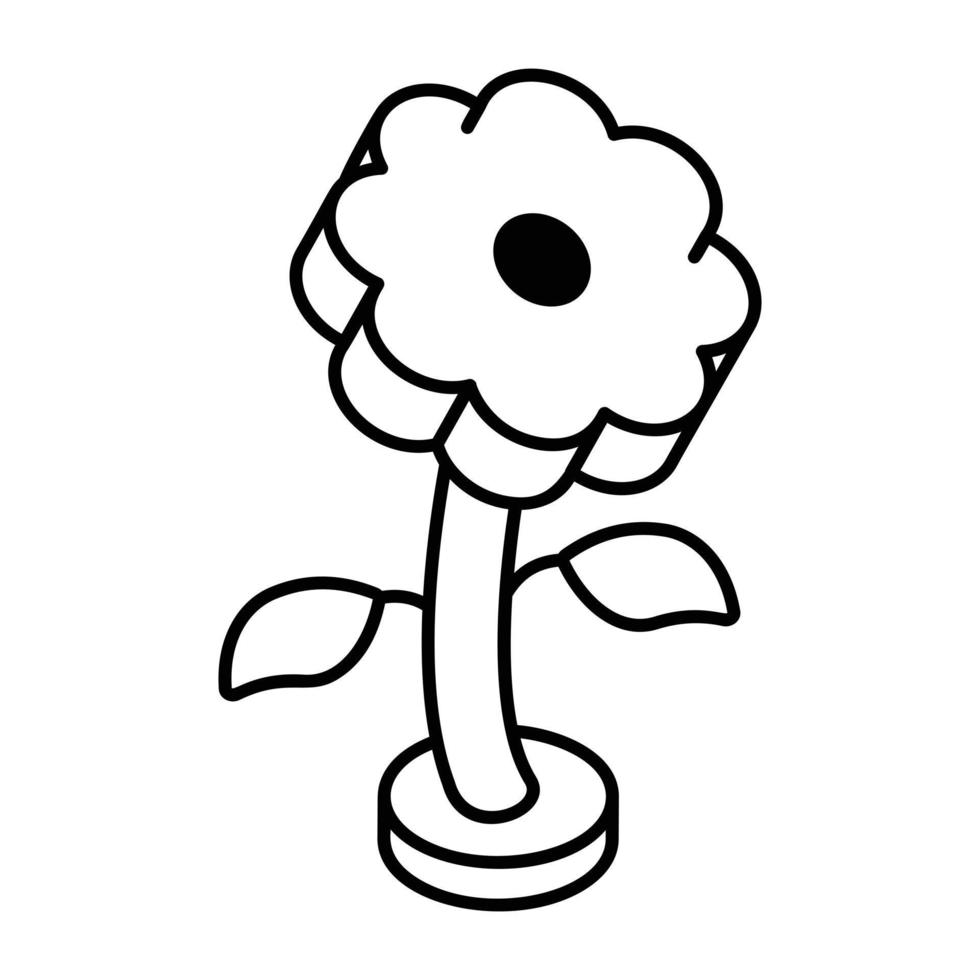 A linear isometric icon of round tree vector