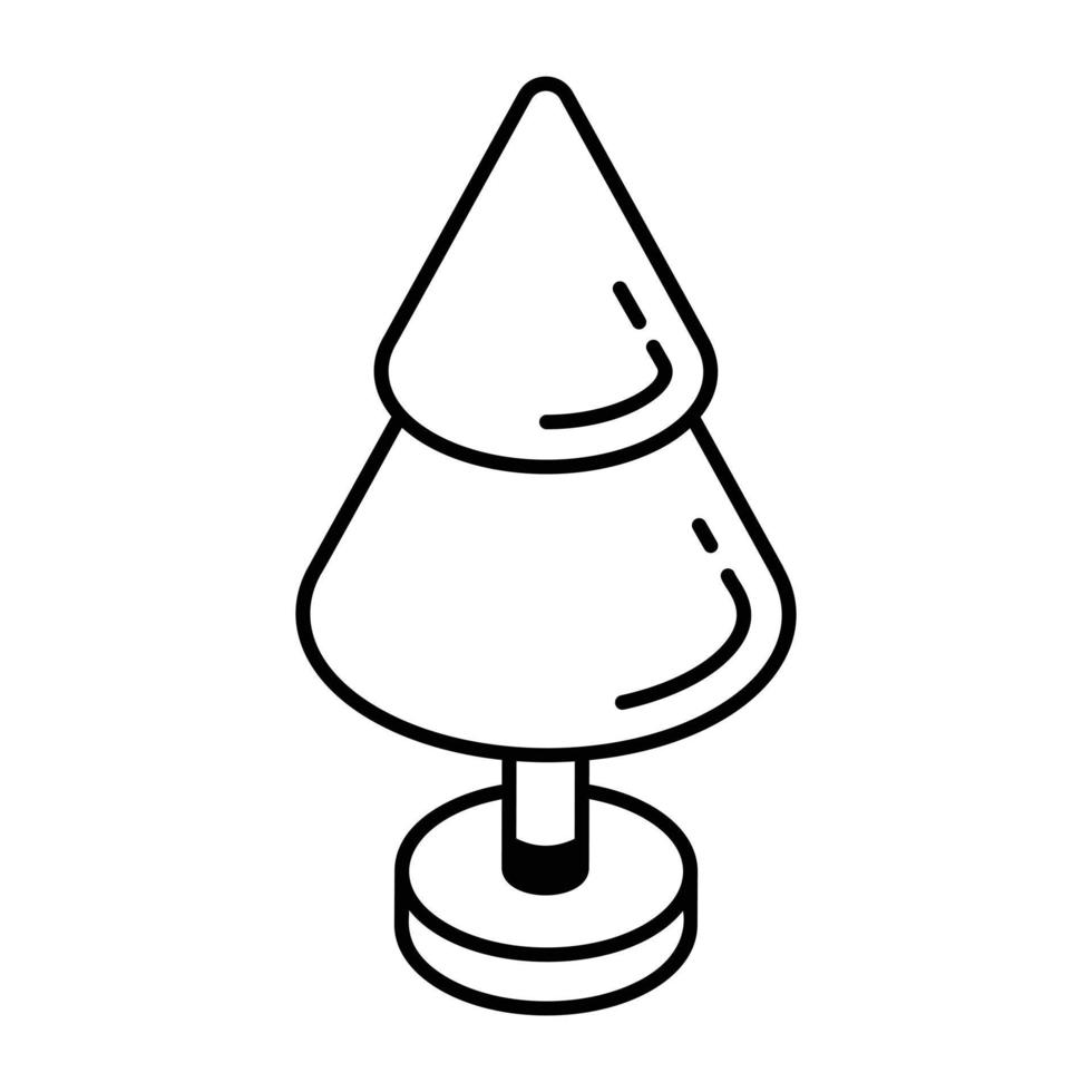 A linear isometric icon of round tree vector