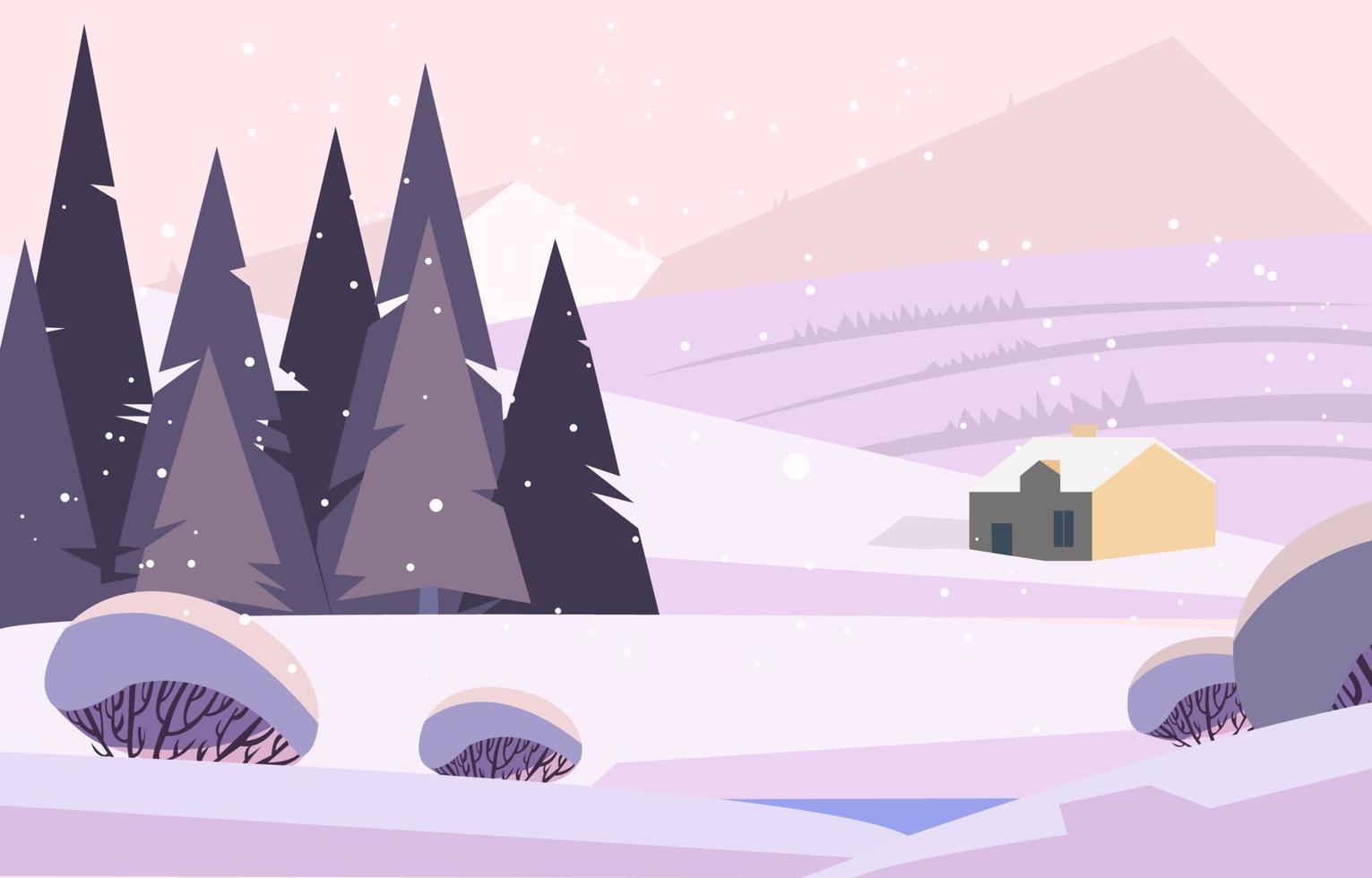 Winter House In The Mountains Background vector