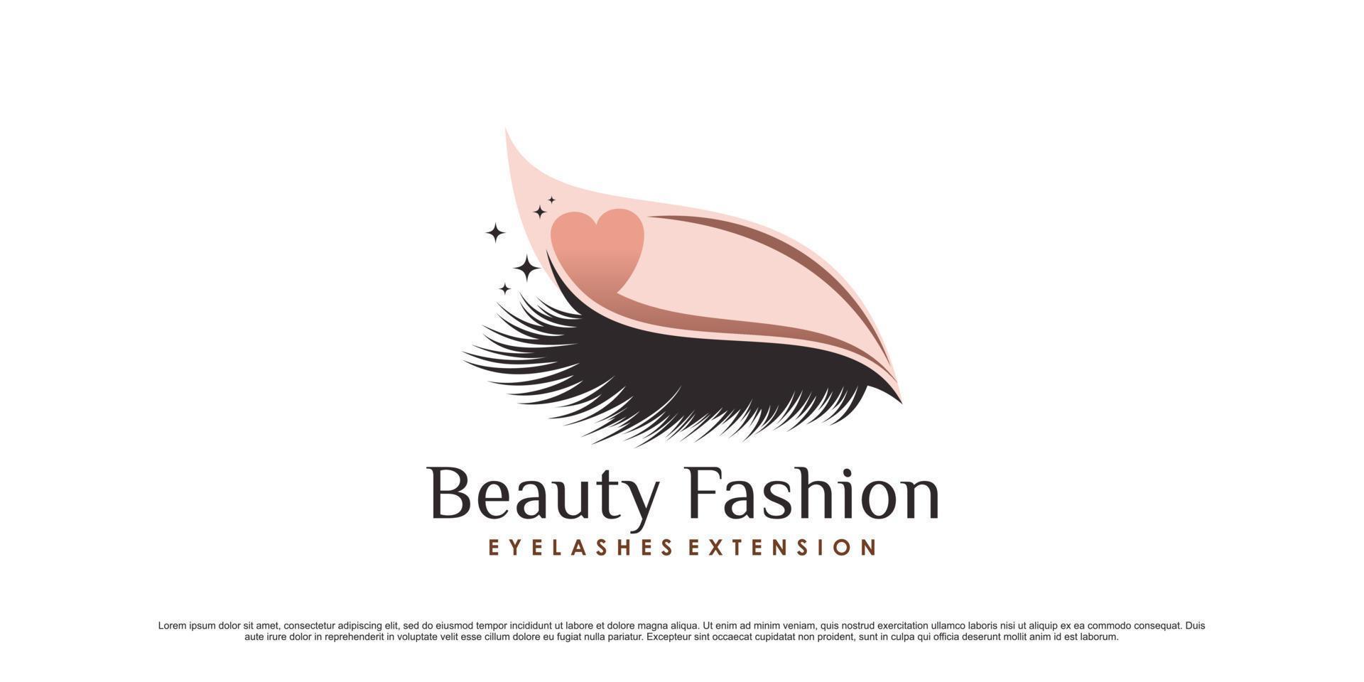 Beauty eyelashes logo design template with leaf element and creative modern concept vector