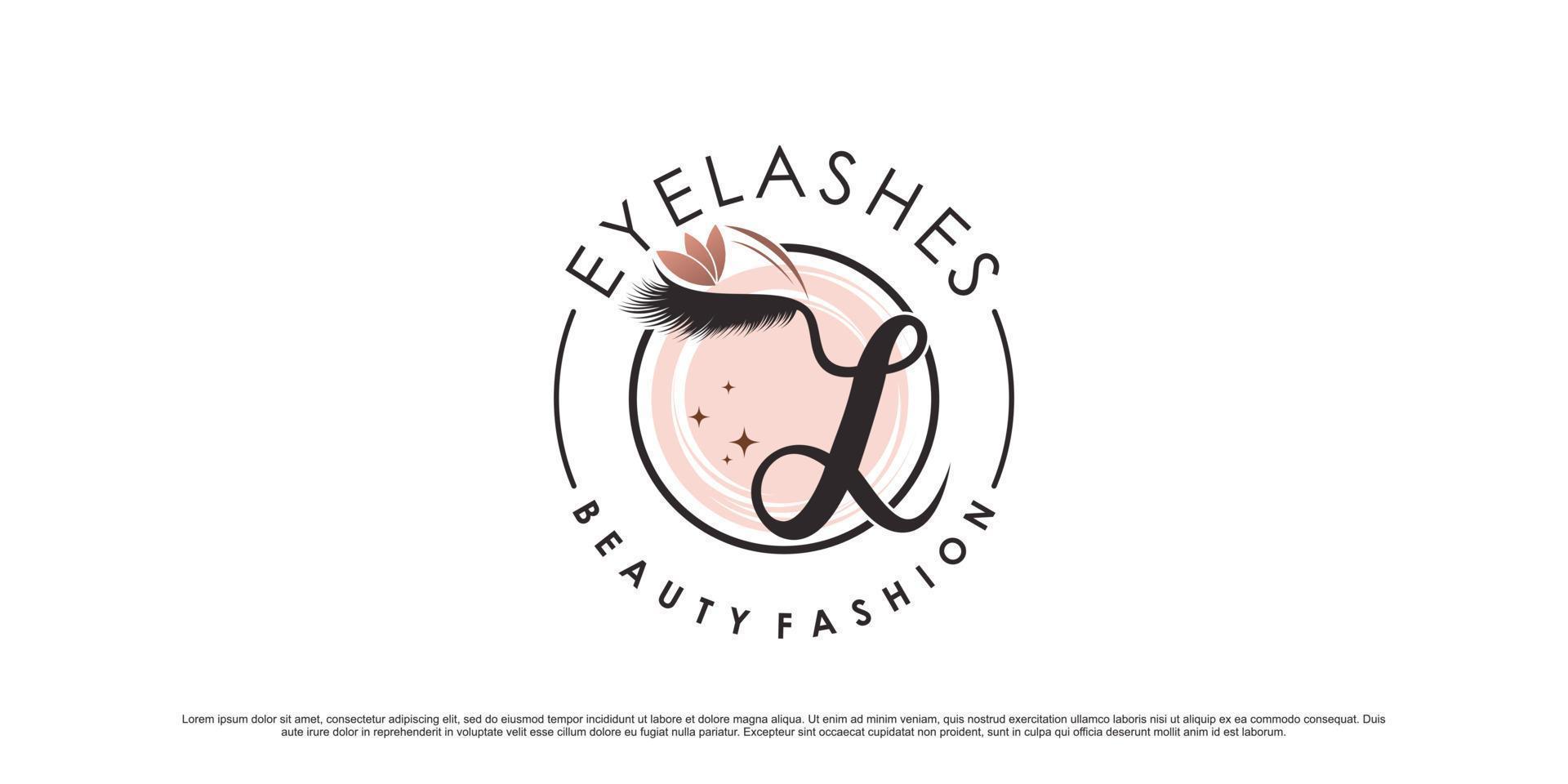 Beauty eyelashes logo design template with initial letter l and creative element concept vector