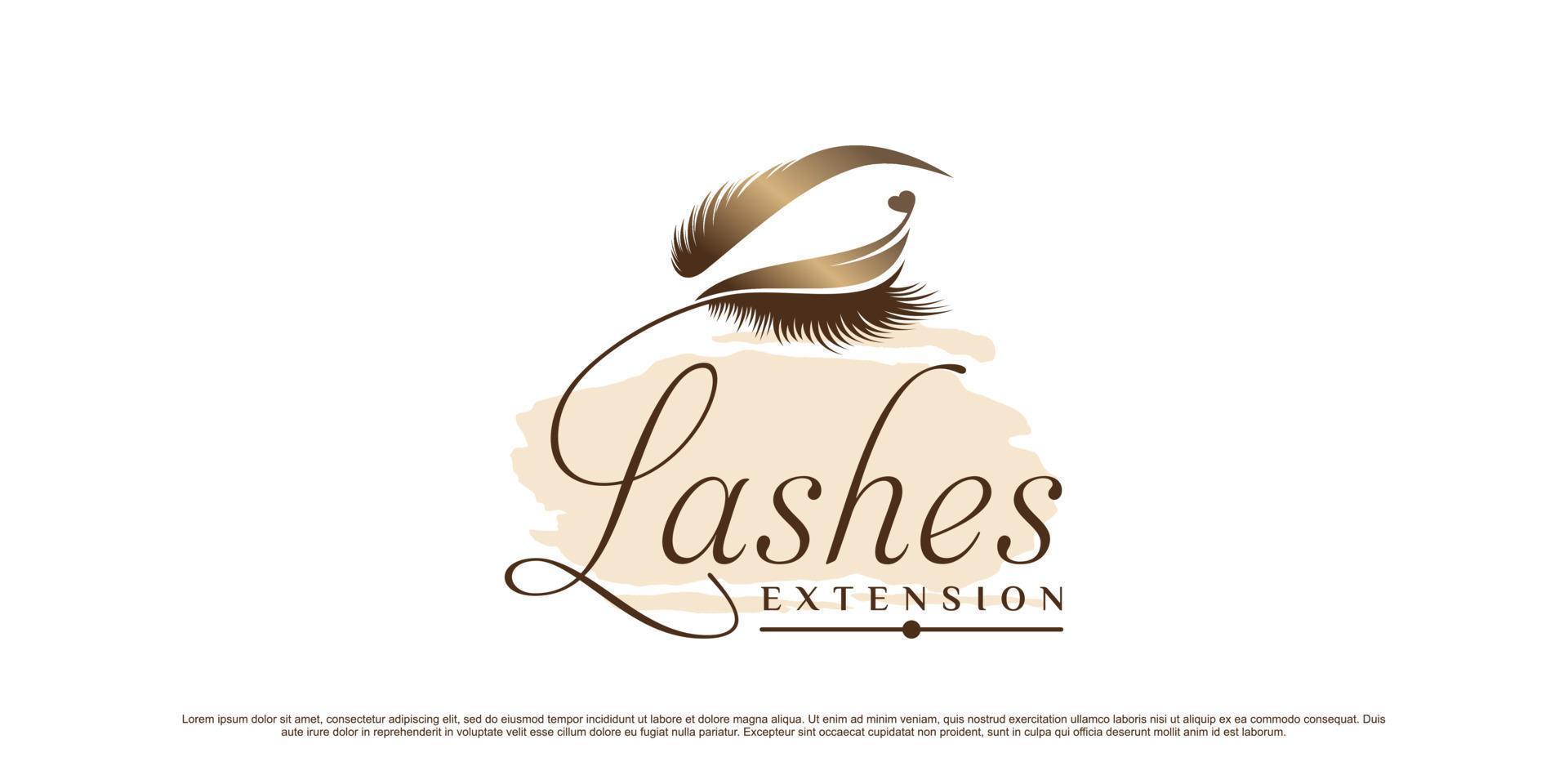Luxury eyelashes logo design template for makeup salon with creative element concept vector