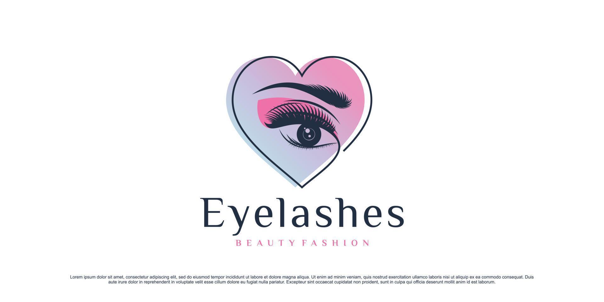 Beauty eyelashes extension logo design for makeup studio with unique concept and creative element vector
