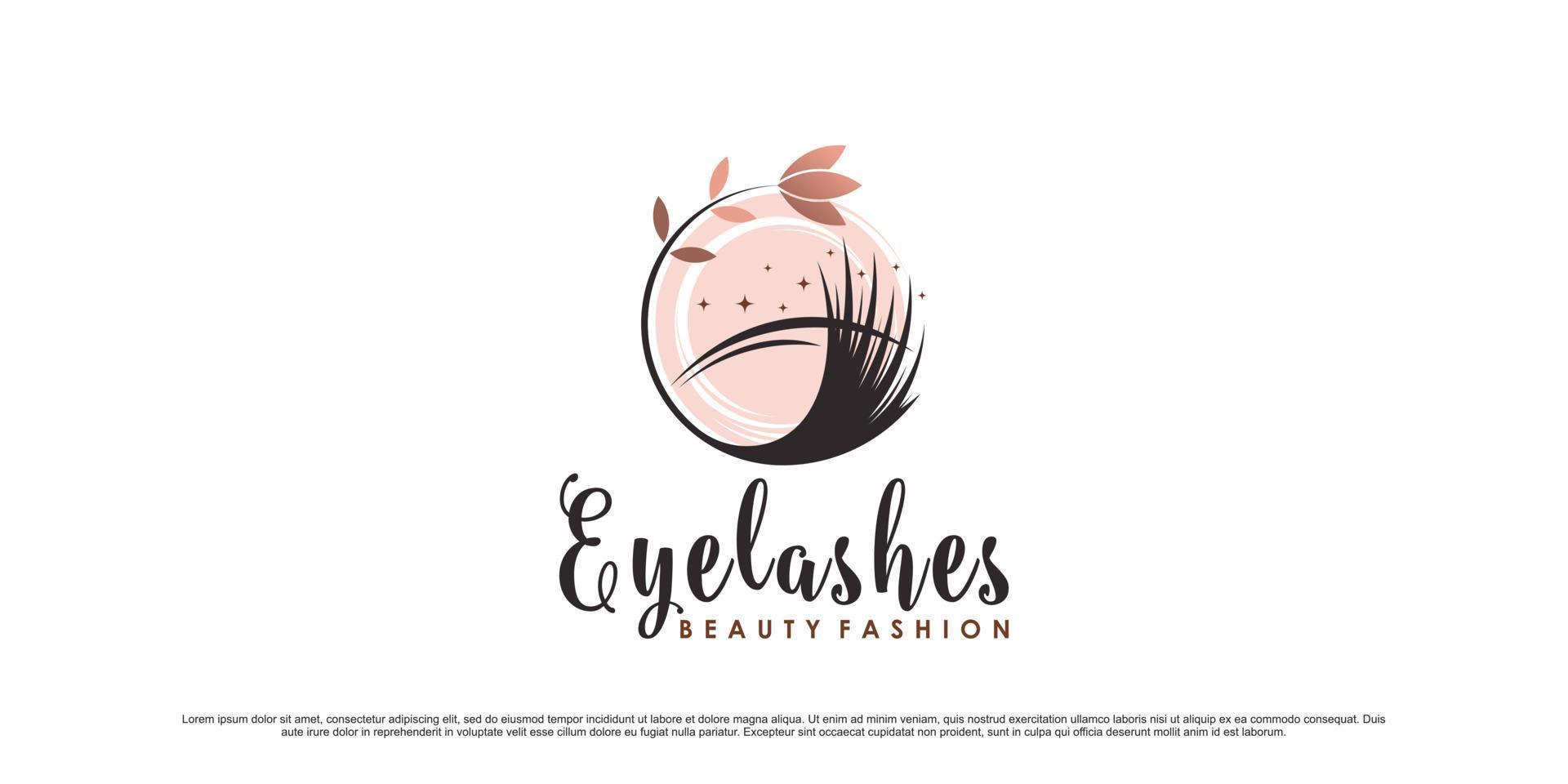 Beauty eyelashes logo design template with leaf element and creative modern concept vector