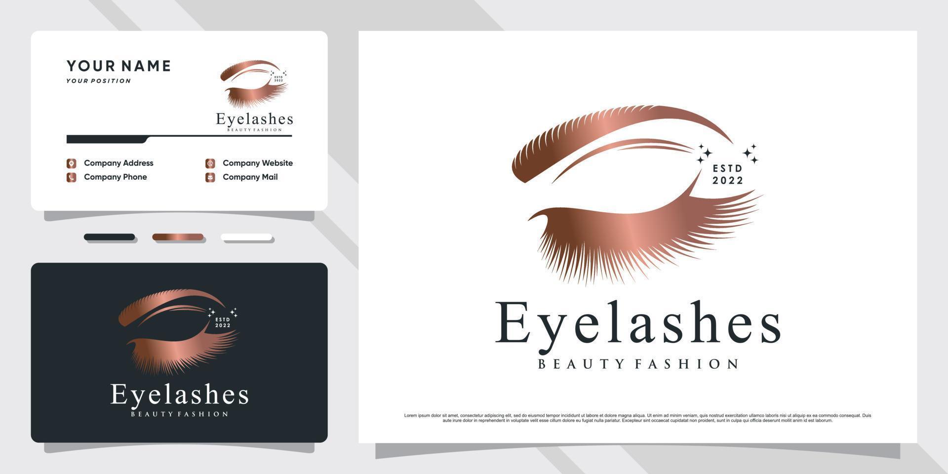 Eyelash extension logo design for beauty makeup with creative element and business card template vector