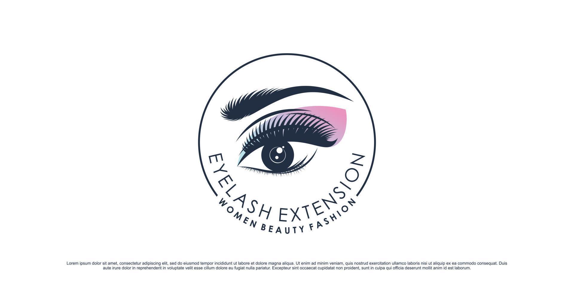 Beauty eyelashes extension logo design for makeup studio with unique concept and creative element vector