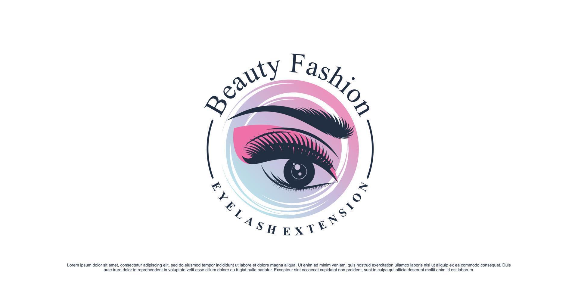 Beauty eyelashes extension logo design for makeup studio with unique concept and creative element vector