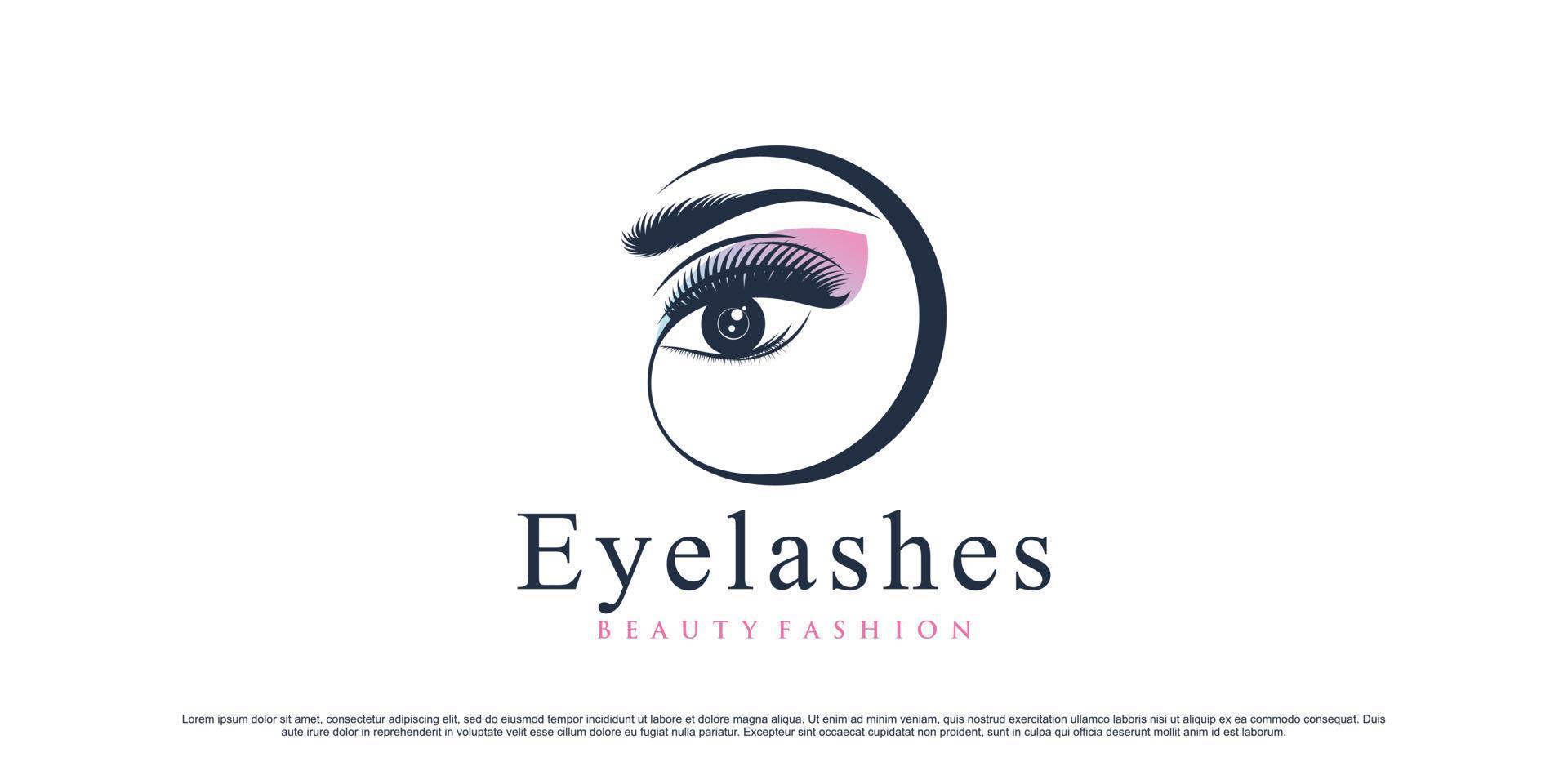 Beauty eyelashes extension logo design for makeup studio with unique concept and creative element vector