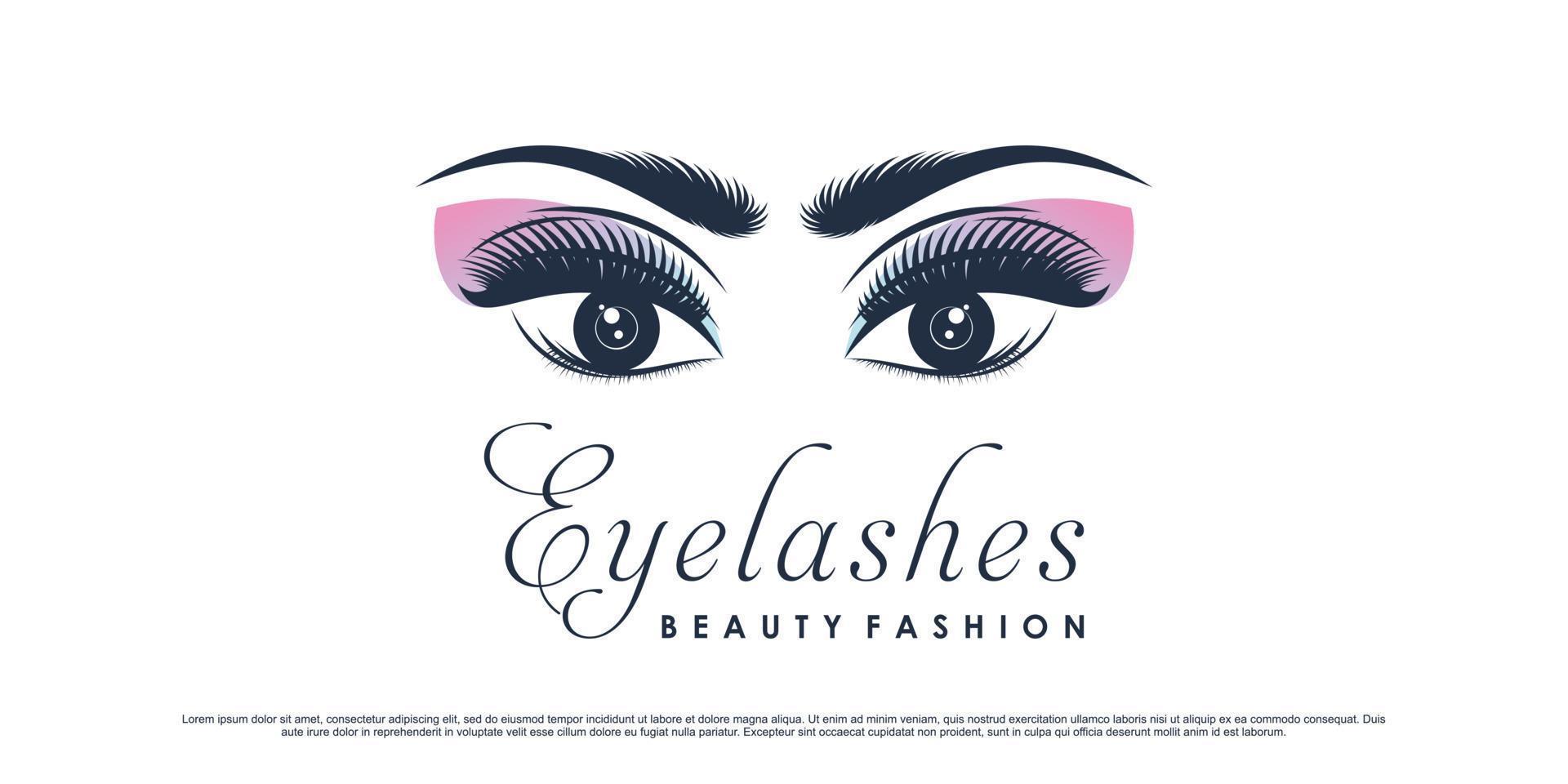 Beauty eyelashes extension logo design for makeup studio with unique concept and creative element vector