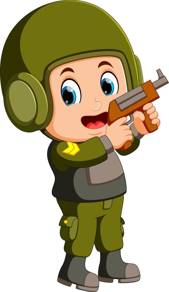 soldier with handgun vector