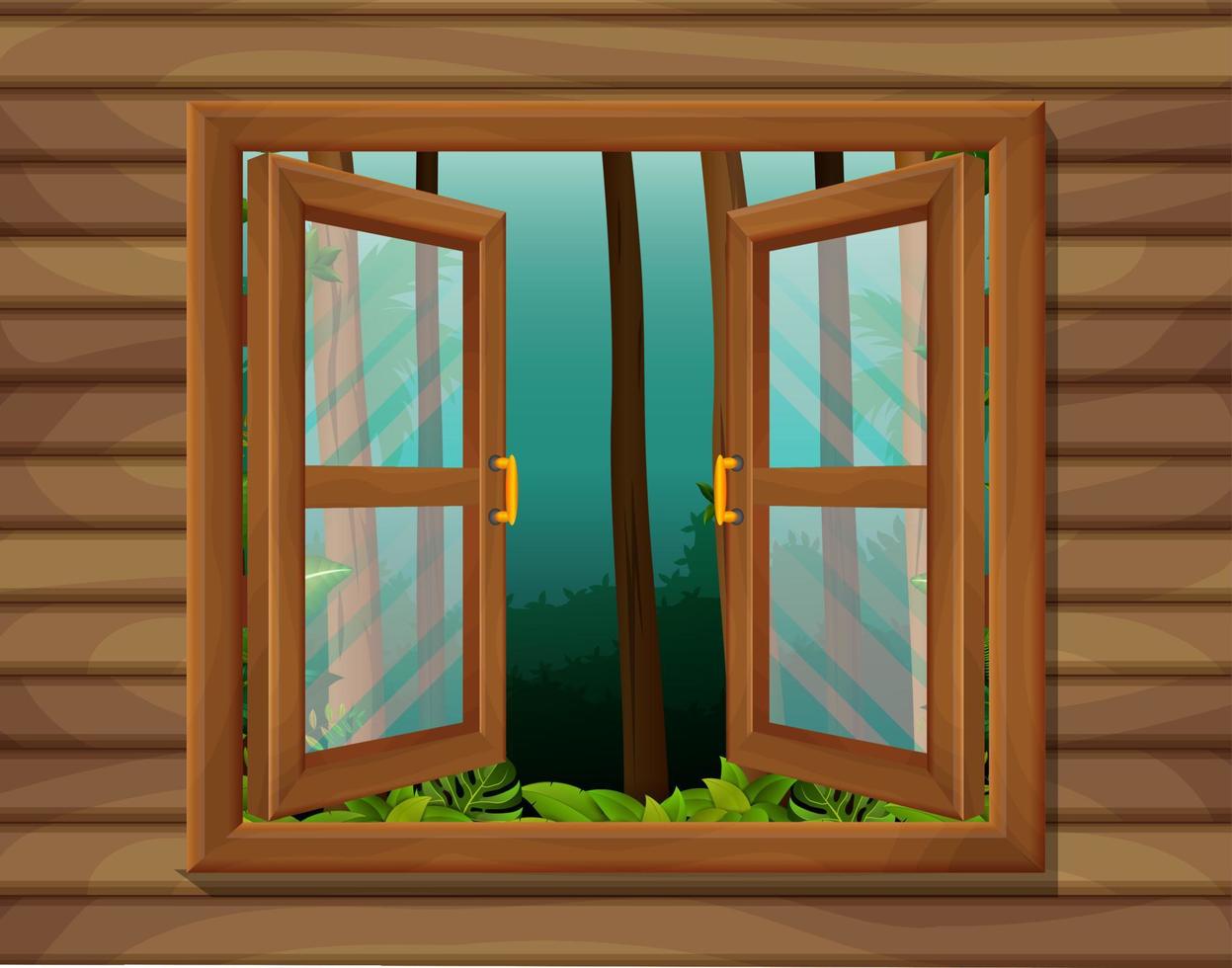 window to nature scene vector