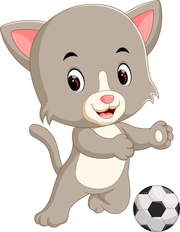 cat playing soccer vector