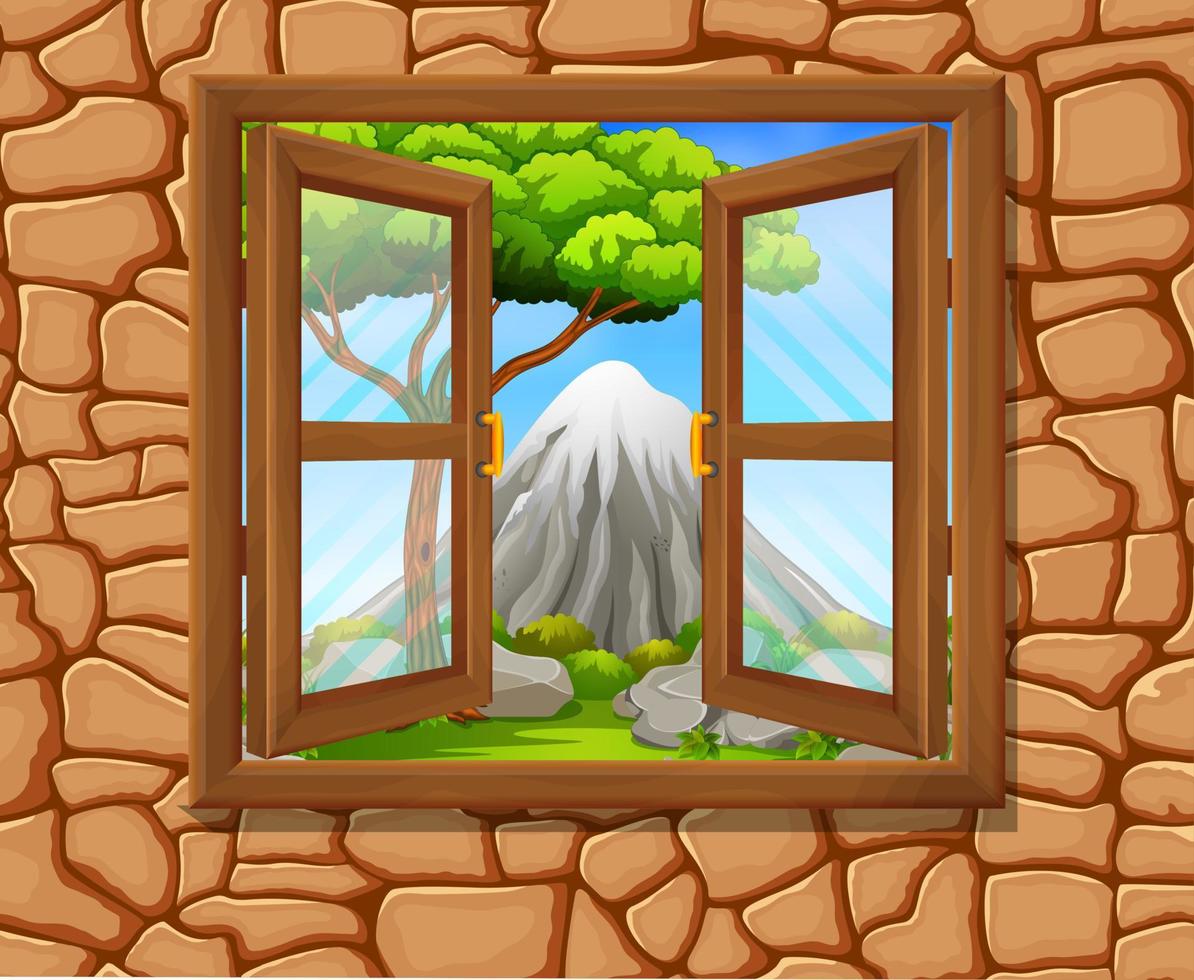 window to nature scene vector