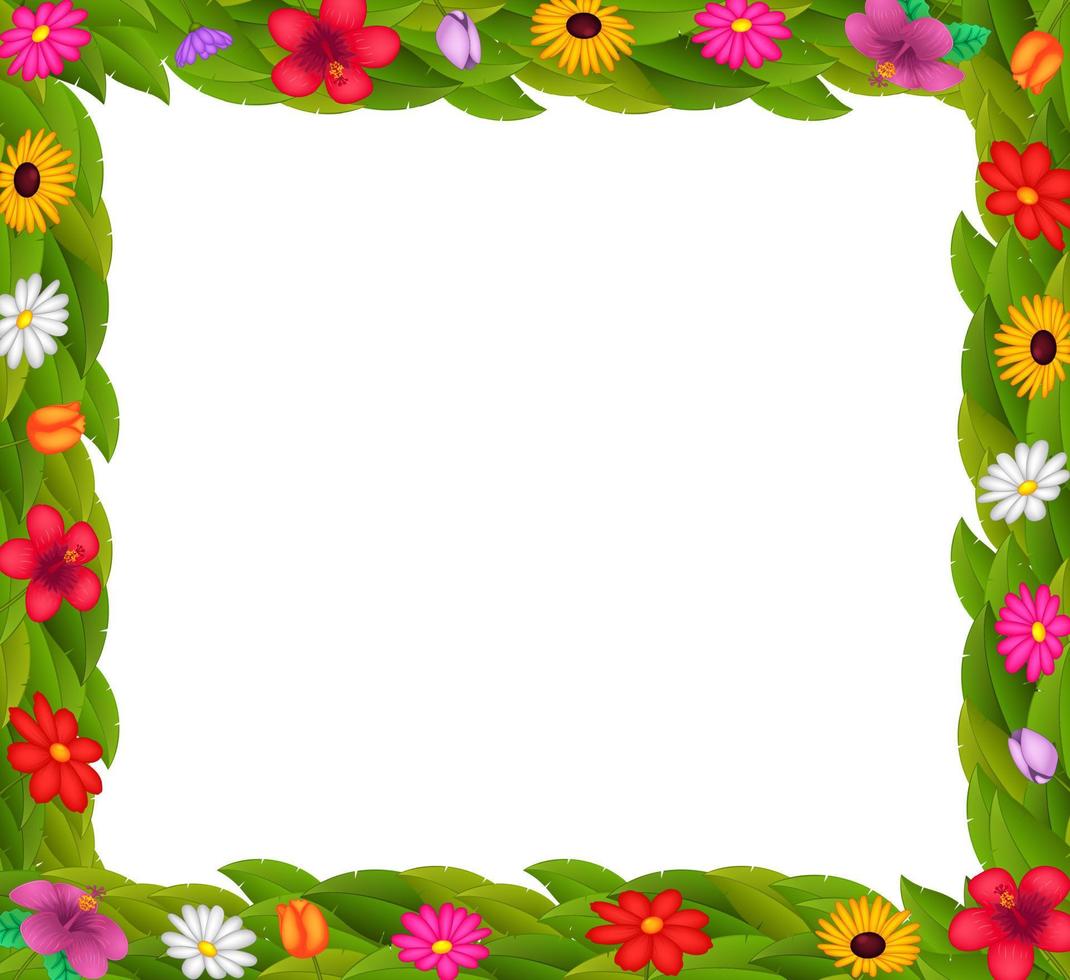frame design with colorful flowers vector