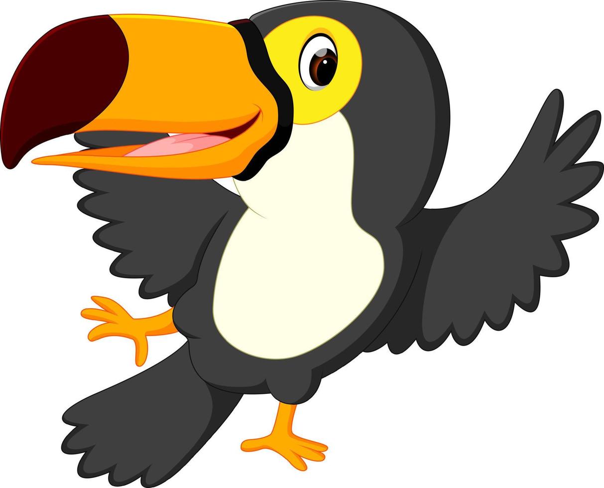 Cartoon bird toucan dancing vector