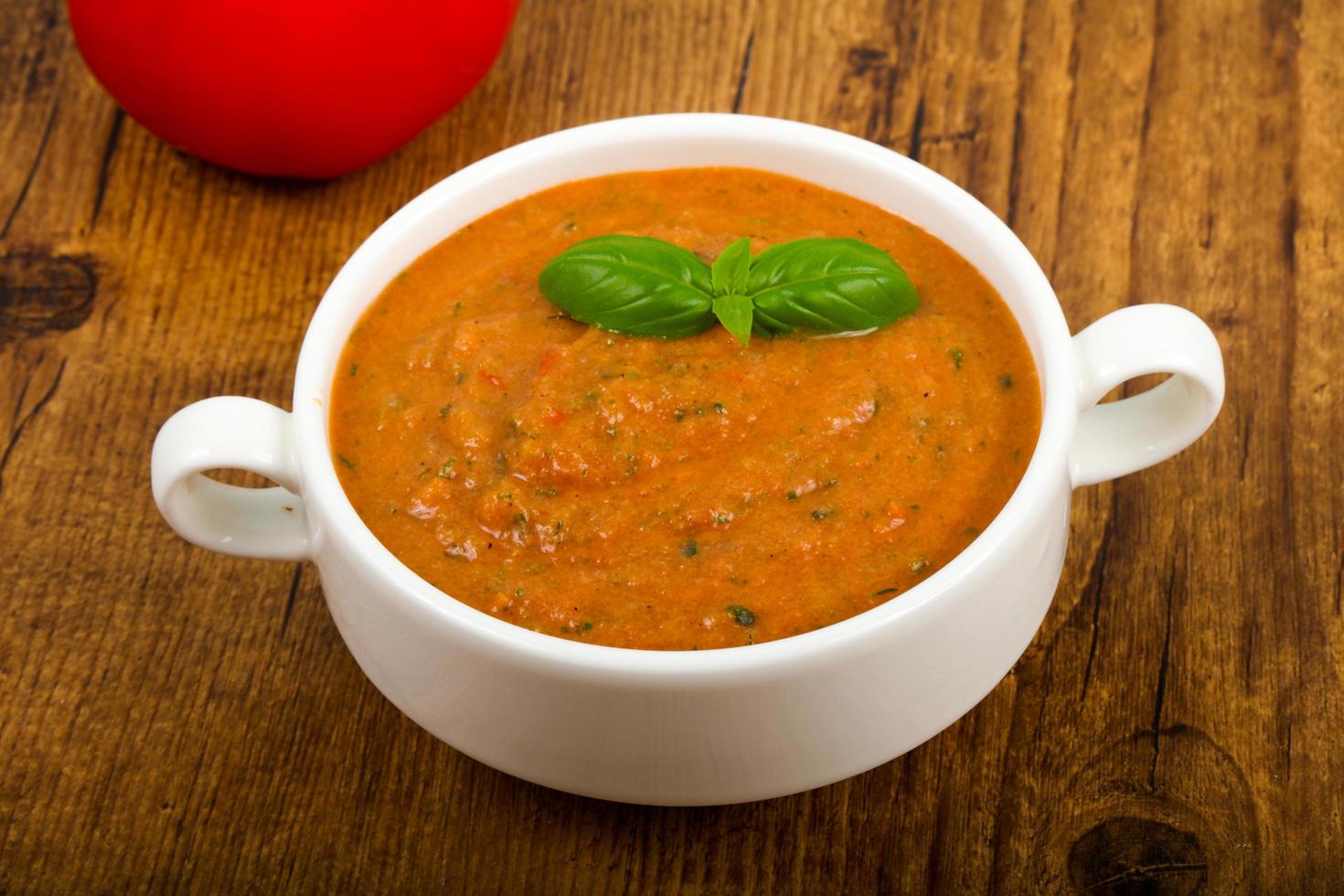Gazpacho soup dish view photo