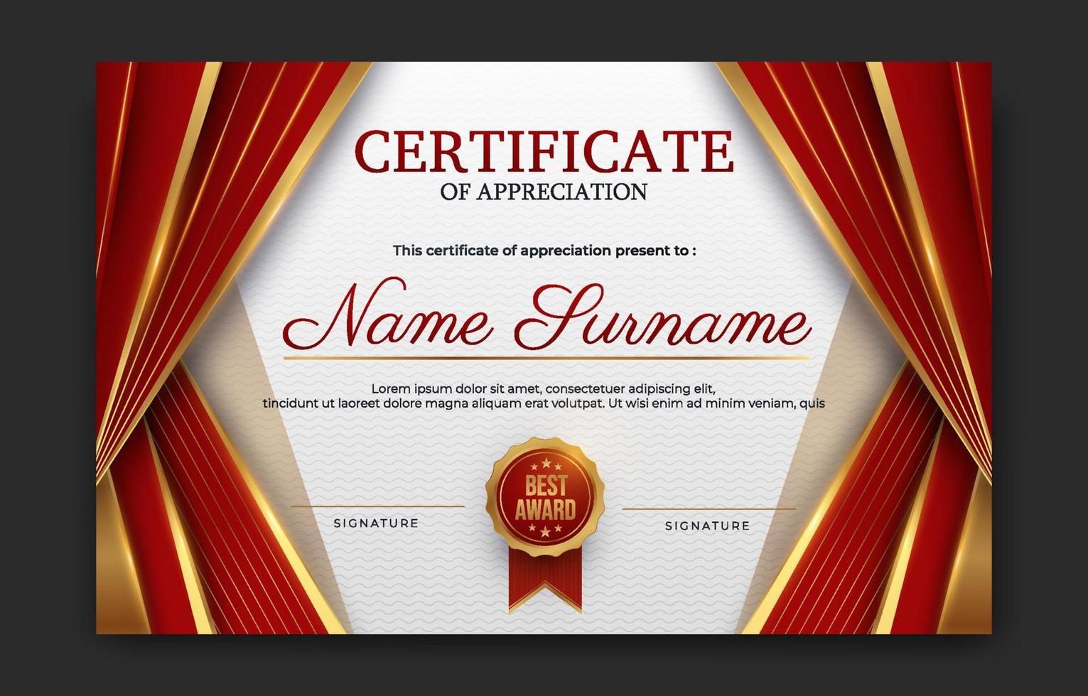 Red Certificate Professional Template vector