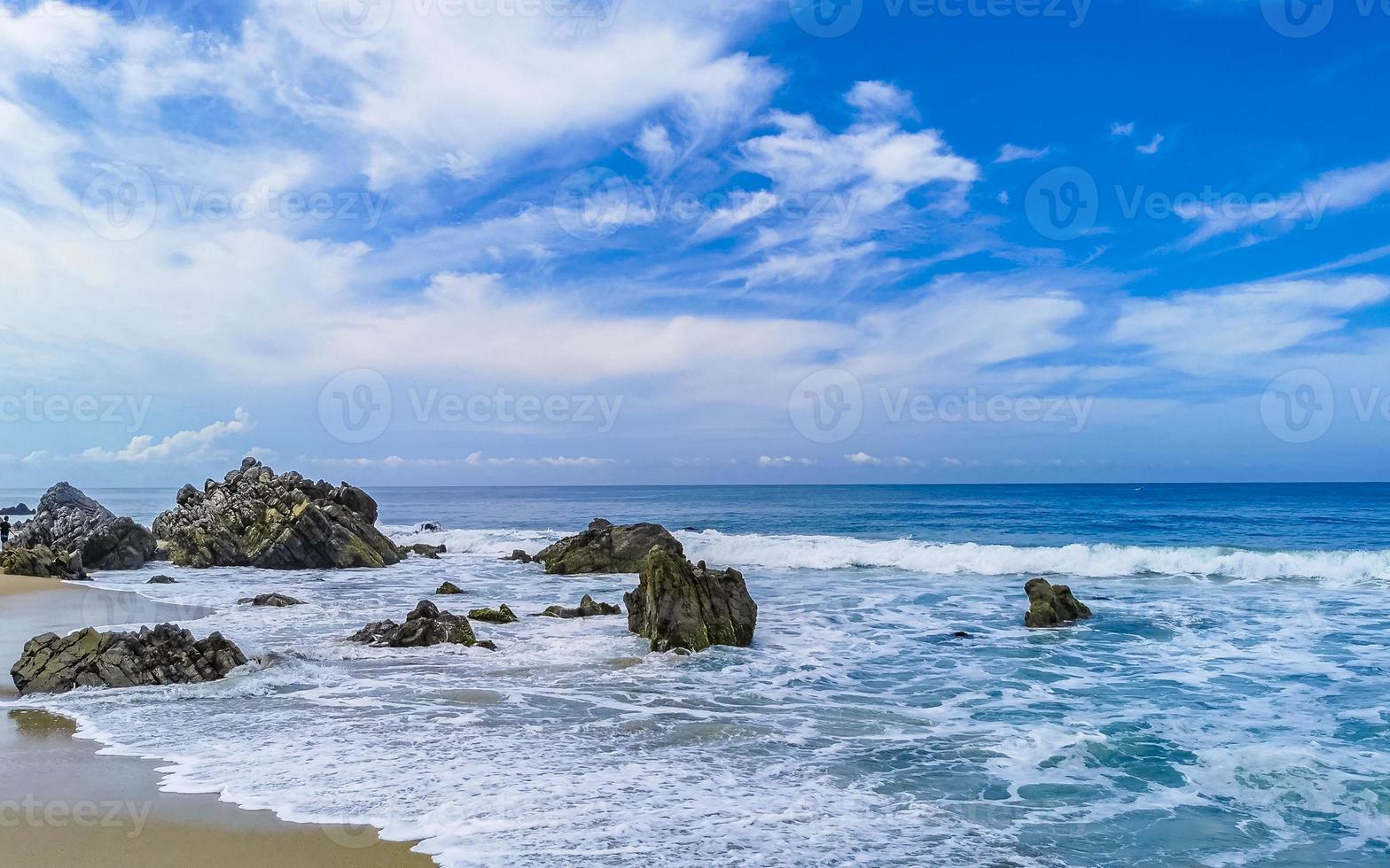 Extremely huge big surfer waves at beach Puerto Escondido Mexico. photo