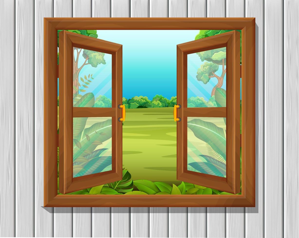 ventana a la escena de la naturaleza vector