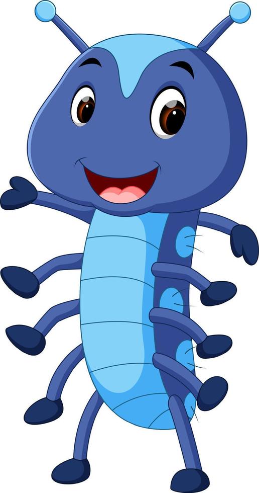 a cute blue caterpillar cartoon vector