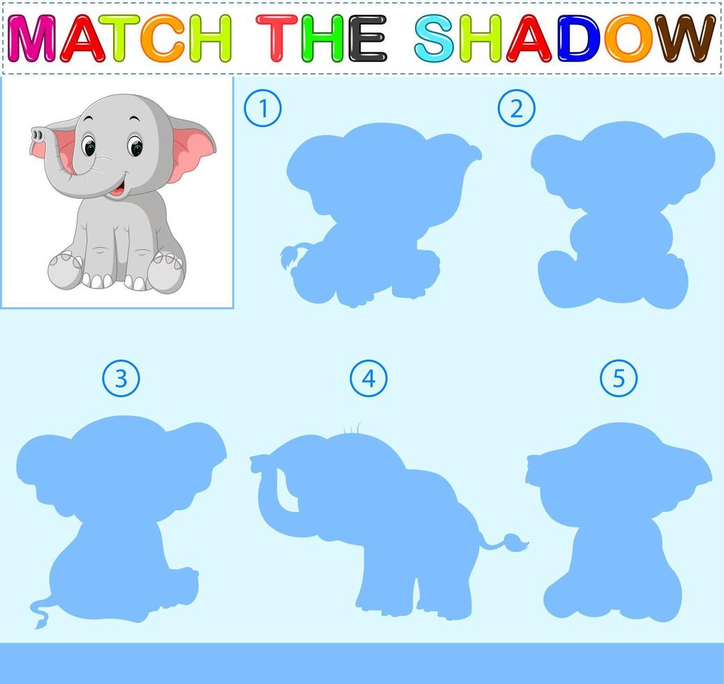 encontrar la sombra correcta del elefante vector