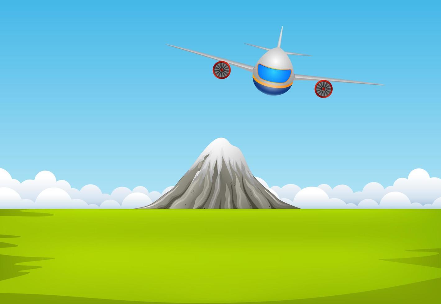 a commercial plane flying over mountain vector