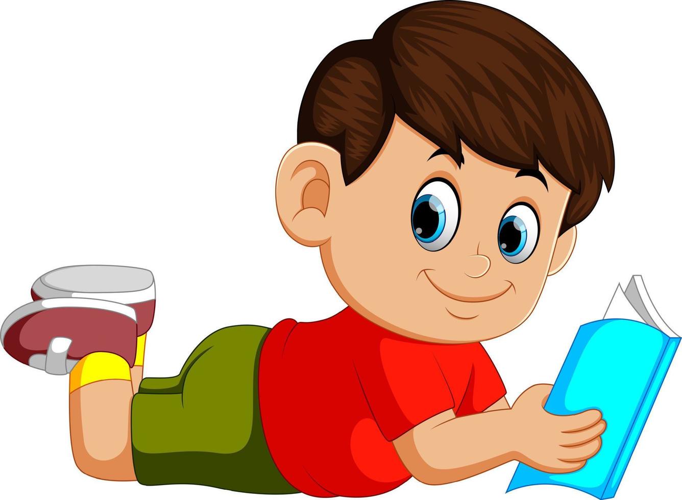 boy reading story book vector