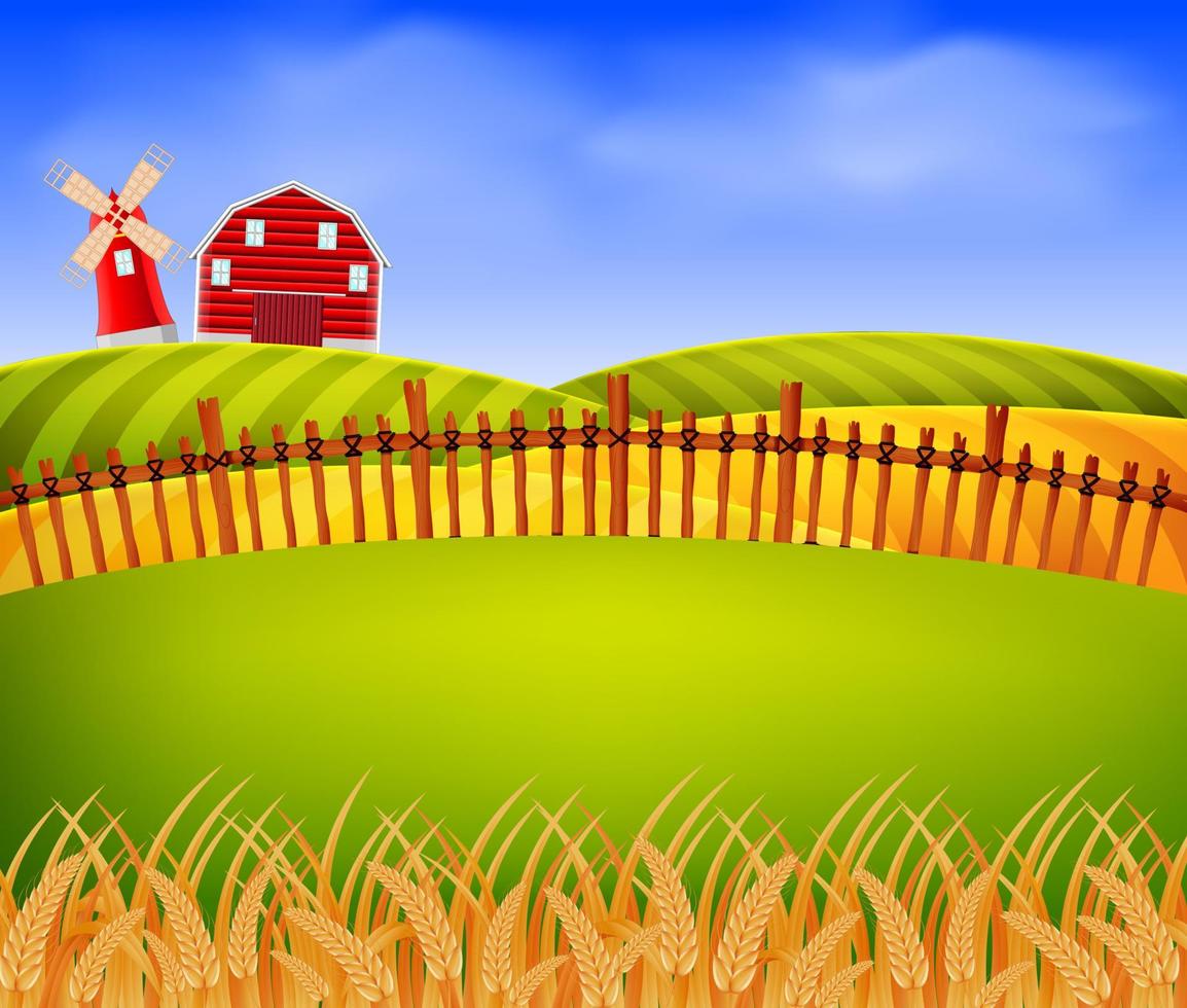 paisaje de campo de trigo vector