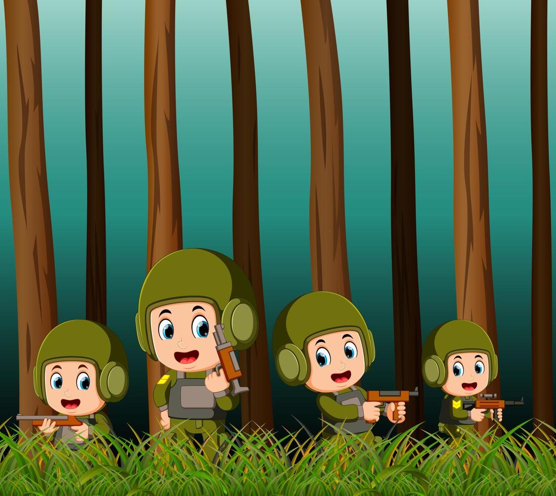 Soldiers in the battlefield vector